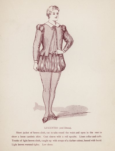 O Shakespeare é o domador da Musa: Lucêncio, 2º Vestido (litho) de English School