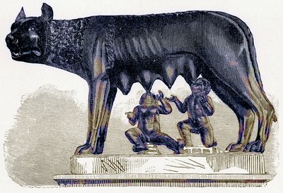 Loba do Capitólio, ilustração da História de Roma por Victor Duruy, publicada em 1884 (imagem digitalmente melhorada) de English School