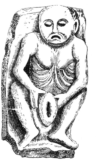 Sheela-na-Gig, de uma igreja no Condado de Cavan, Irlanda de English School