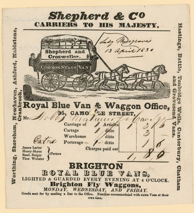 Conta da Shepherd & Co. Brighton a Londres de English School