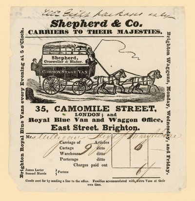 Conta da Shepherd & Co. Brighton a Londres de English School