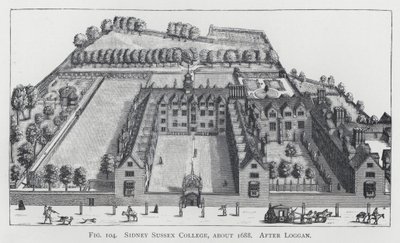 Sidney Sussex College, cerca de 1688, depois de Loggan (gravura) de English School