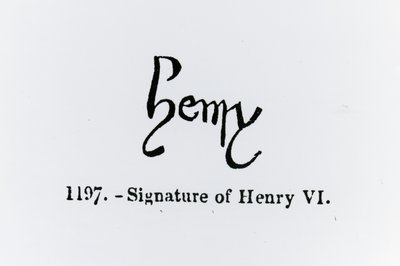Assinatura de Henrique VI (1421-71) (lito) (foto bw) de English School