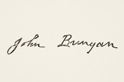 Assinatura de John Bunyan, de A História Nacional e Doméstica da Inglaterra por William Hickman Smith Aubrey (1858-1916) publicou Londres, c.1890 de English School