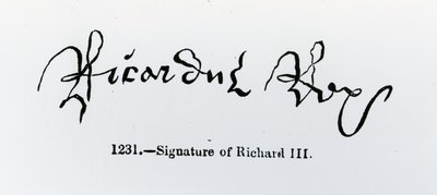 Assinatura de Ricardo III (1452-85) (foto bw) de English School