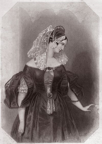 Silvia (The Two Gentlemen of Verone) in - "Gallery of the Women of Shakespeare, coleção de quarenta e cinco retratos sérios dos primeiros artistas londrinos, enriquecidos com avisos críticos e literários" por volta de 1838 - da "Gallery of the Women of Sha de English School