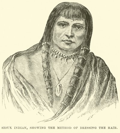 Índio Sioux, mostrando o método de vestir o cabelo de English School