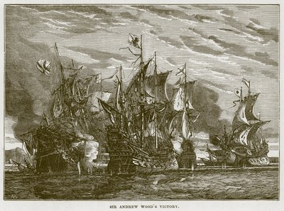 Sir Andrew Woods Victory, ilustração do mar por F. Whymper de English School