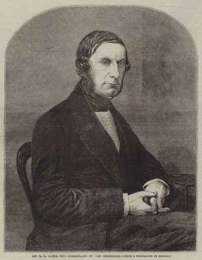 Sir G C Lewis, Deputado, Chanceler do Tesouro (gravura) de English School