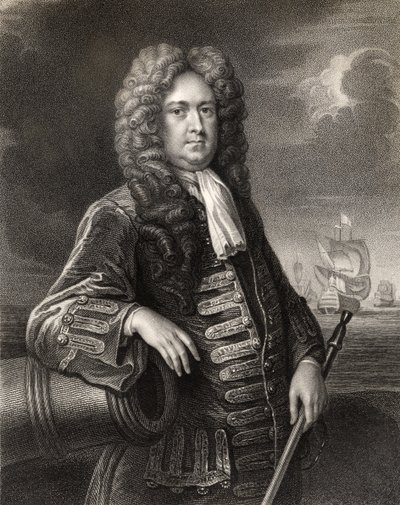 Sir George Rooke, gravado por W. Holl, de "The National Portrait Gallery Volume IV", publicado em 1820 de English School