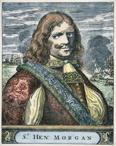 Sir Henry Morgan (c.1635-88) (gravação a cores) de English School