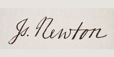 A assinatura de Sir Isaac Newton, de 