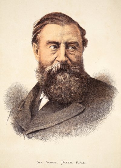 Sir Samuel Baker, ilustração da edição pictórica da vida e das descobertas de David Livingstone por J. Ewing Richie, pub. por A. Fullarton & Co., 1876 de English School