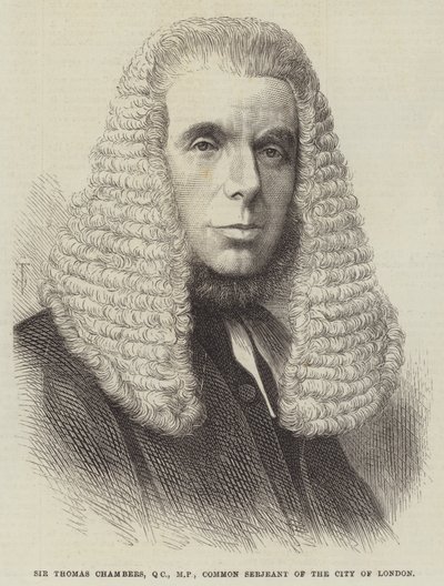 Sir Thomas Chambers, QC, deputado, servente comum da cidade de Londres (gravura) de English School