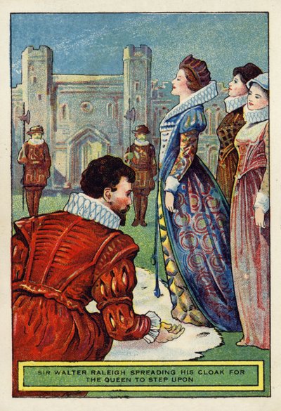 Sir Walter Raleigh espalhando sua capa para a rainha pisar de English School