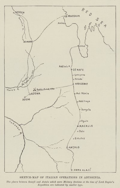 Sketch-Map of Italian Operations in Abyssinia (gravura) de English School