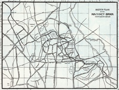 Plano de esboço do Hackney Brook, compilado por E. Bolus de English School
