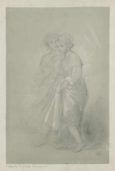 Esboço de duas meninas por Sir Thomas Lawrence de English School