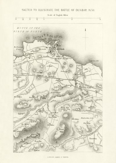 Esboce para ilustrar a Batalha de Dunbar, 1650 de English School