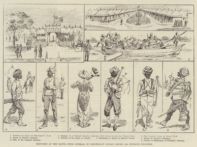 Esboços no Rawul Pindi Durbar (gravura) de English School