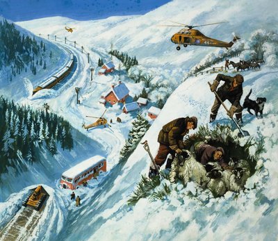 Salvamento na neve (guache sobre papel) de English School