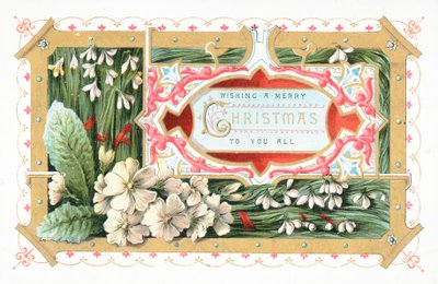Snowdrops e flores, cartão de Natal de English School