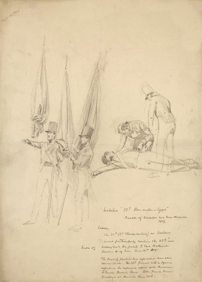 Soldados de Waterloo (lápis sobre papel) de English School