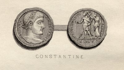 Moeda Solidus da época de Constantino I de English School
