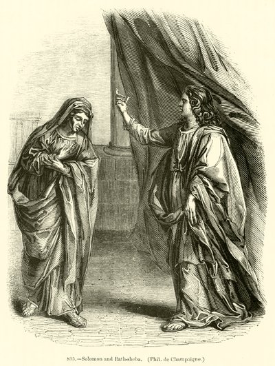 Salomão e Bate-Seba, Philippe de Champaigne (gravura) de English School