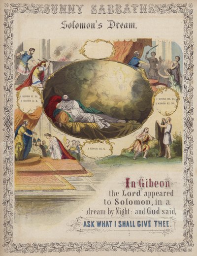 O sonho de Salomão (gravura colorida) de English School