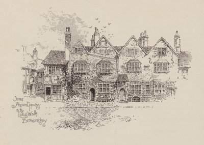 Algumas casas antigas em Long Walk Bermondsey (litografia) de English School