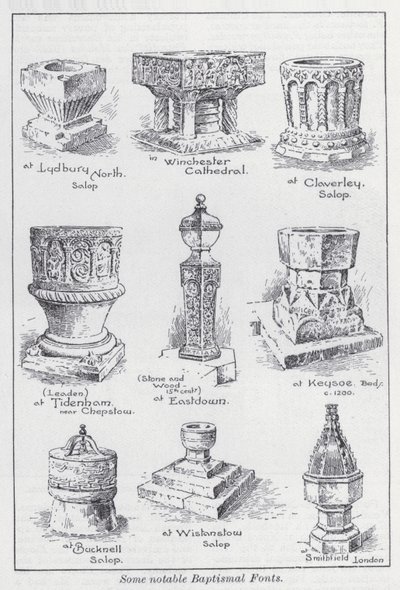 Algumas fontes batismais notáveis (litho) de English School