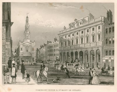 Somerset House e St Mary-le-Strand, em The Strand, Londres de English School