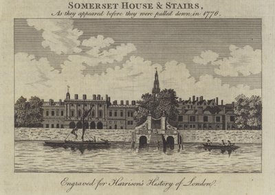 Somerset House and Stairs, Londres, como apareceram antes de serem retirados em 1776 de English School