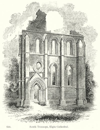 Transepto Sul, Catedral de Elgin (gravura) de English School