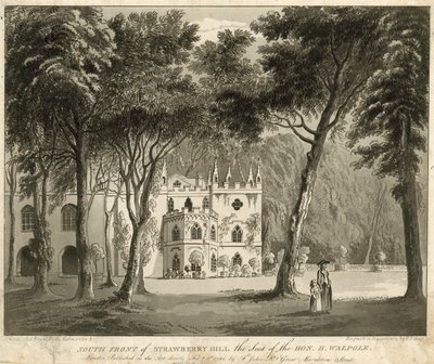 Frente Sul de Strawberry Hill, Twickenham, Londres, a sede do Honorável Horace Walpole de English School
