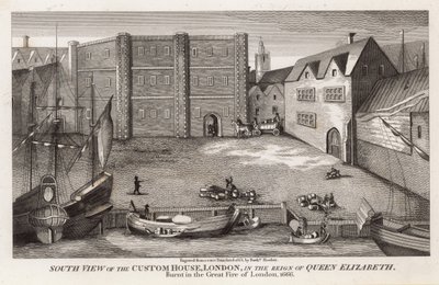 Vista sul da alfândega, Londres, no reinado da rainha Elizabeth de English School