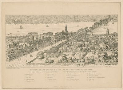 Southwark e London Bridge, como surgiram em 1546 de English School