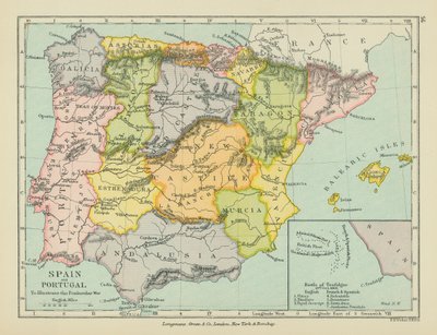 Espanha e Portugal (litografia a cores) de English School