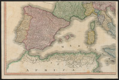 Espanha e Portugal, da Europa, descrevendo todas as alterações do Território, juntamente com os seus desvios nas linhas de fronteira dos seus vários Impérios e Estados acordados e confirmados pelo tratado definitivo de Paris, 20 de Novembro de 1815, public de English School