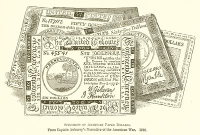 Espécimes de dólares de papel americanos de English School