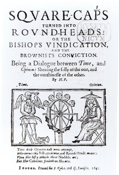 Square-Caps transformou-se em Round Heads, 1642 de English School