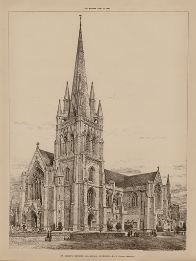 Igreja de St. Alban, Blackburn, Exterior (gravura) de English School