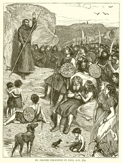 Pregação de São Columb em Iona, AD 564 de English School