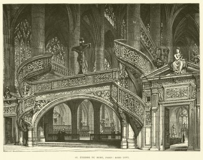 St. Etienne du Mont, Paris, pombal de Rood (gravura) de English School