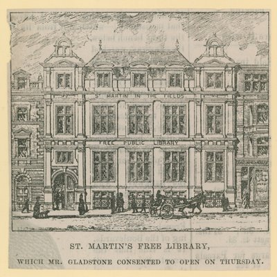 Biblioteca Livre St Martins, aberta pelo Sr. Gladstone de English School