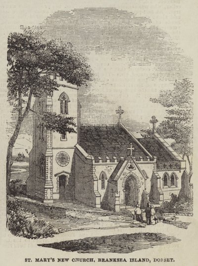Igreja Santa Maria Nova, Ilha Branksea, Dorset (gravura) de English School