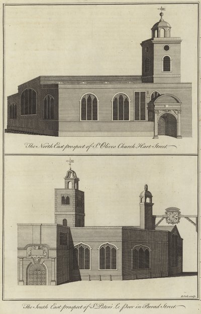St, azeitonas, igreja, hart, rua, e, igreja, de, st peter, pobre, rua larga, londres de English School