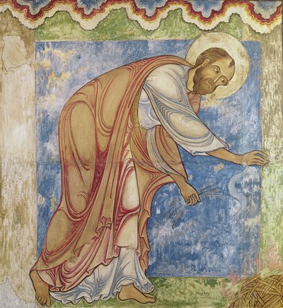 São Paulo e a Víbora, na Capela de Santo Anselmo, c.1180 (mural) de English School