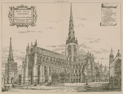 St Pauls Cathedral, em Londres, antes da destruição da torre de English School